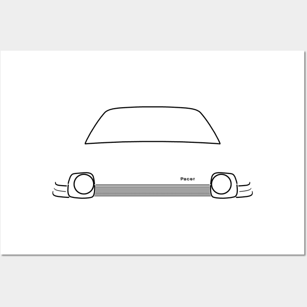 AMC Pacer 1970s American classic car black outline graphic Wall Art by soitwouldseem